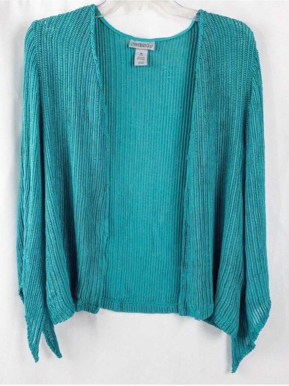 Maggie Barnes Teal Green Ribbed Cardigan Womens 1X 18 / 20